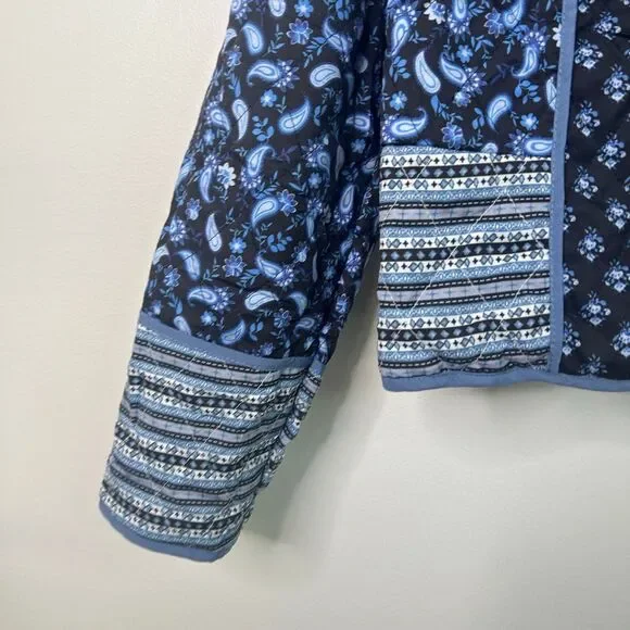 Reversible Quilted Jacket Boho Folk Print Paisley Floral Patchwork Women’s Sz XS - Picture 8 of 12